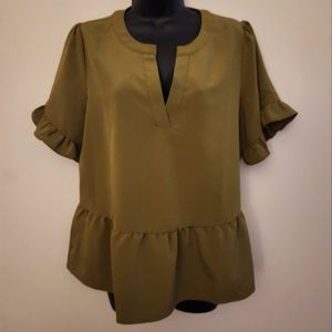 Smoky Green Michael Kors Ruffle Blouse